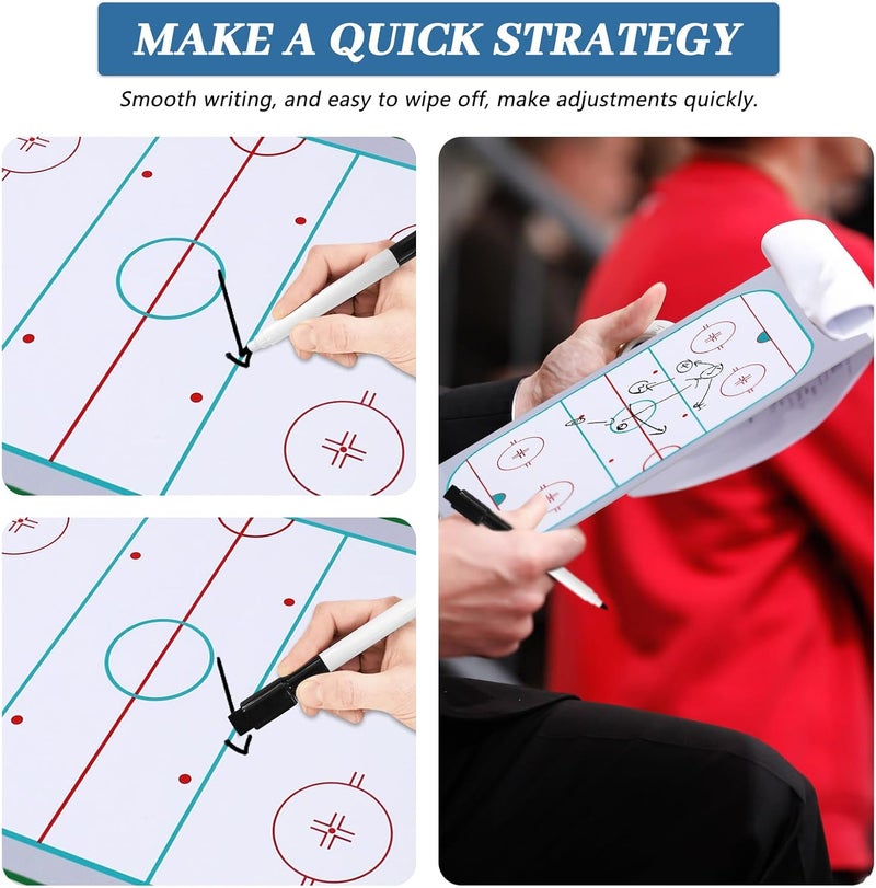 LEAP Coach Board Clipboard Premium Tactical Double-Sided Coach Marker Board with Full & Half Court Dry Erase Marker Board for Basketball Baseball Football Soccer Hockey Lacrosse & Volleyball Coahces - Image 3